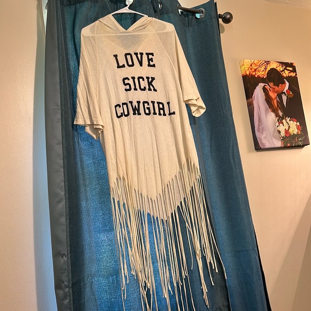 Wildfox “Love Sick Cowgirl” oversized shirt w/ hood